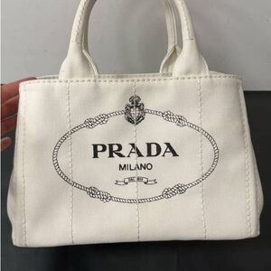 Prada Cream Canvas Tote Bag